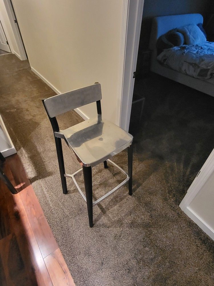 2 Polished Chrome Bar Stools Or Martini Table High Chair