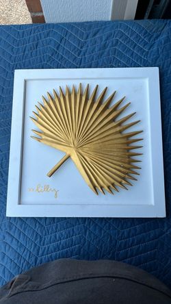 Lilly Pulitzer Pottery Barn Gold Palm Leaf Shadowbox Wall Art
