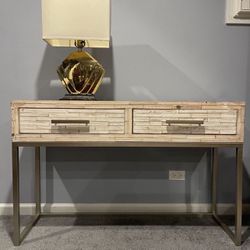 Brushed White Wood Console Table 