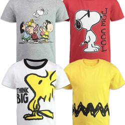 Peanuts Boys Tshirts (4Pack) Snoopy, Charlie Brown And Woodstock