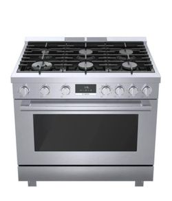 800 Series 36 in. 3.7 cu. ft. Industrial Pro Style Dual Fuel Range with 6-Burners in Stainless Steel