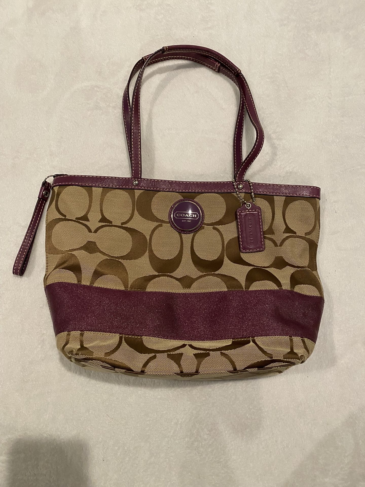 coach purple tote bag