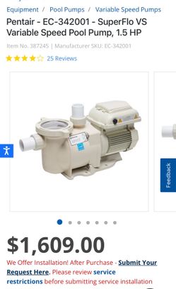 Brand new Pentair superflo vs 1,5 pool pump