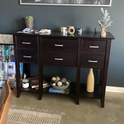 Wooden Console - 6 Drawers And Display Shelves 