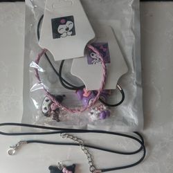 Kuromi Necklace And Bracelet Set