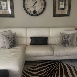 White Leather Couch (Used) - PAY WHAT YOU WANT 