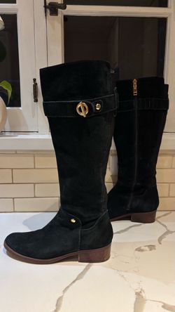 Tommy Hilfiger long black suede boots size 8M