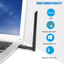 USB WiFi Adapter Wireless Network Adapters AC 600Mbps Dual Band 2.4G / 5.8Ghz Wi - Fi Dongle with External Antenna for Laptop Desktop PC Compatible