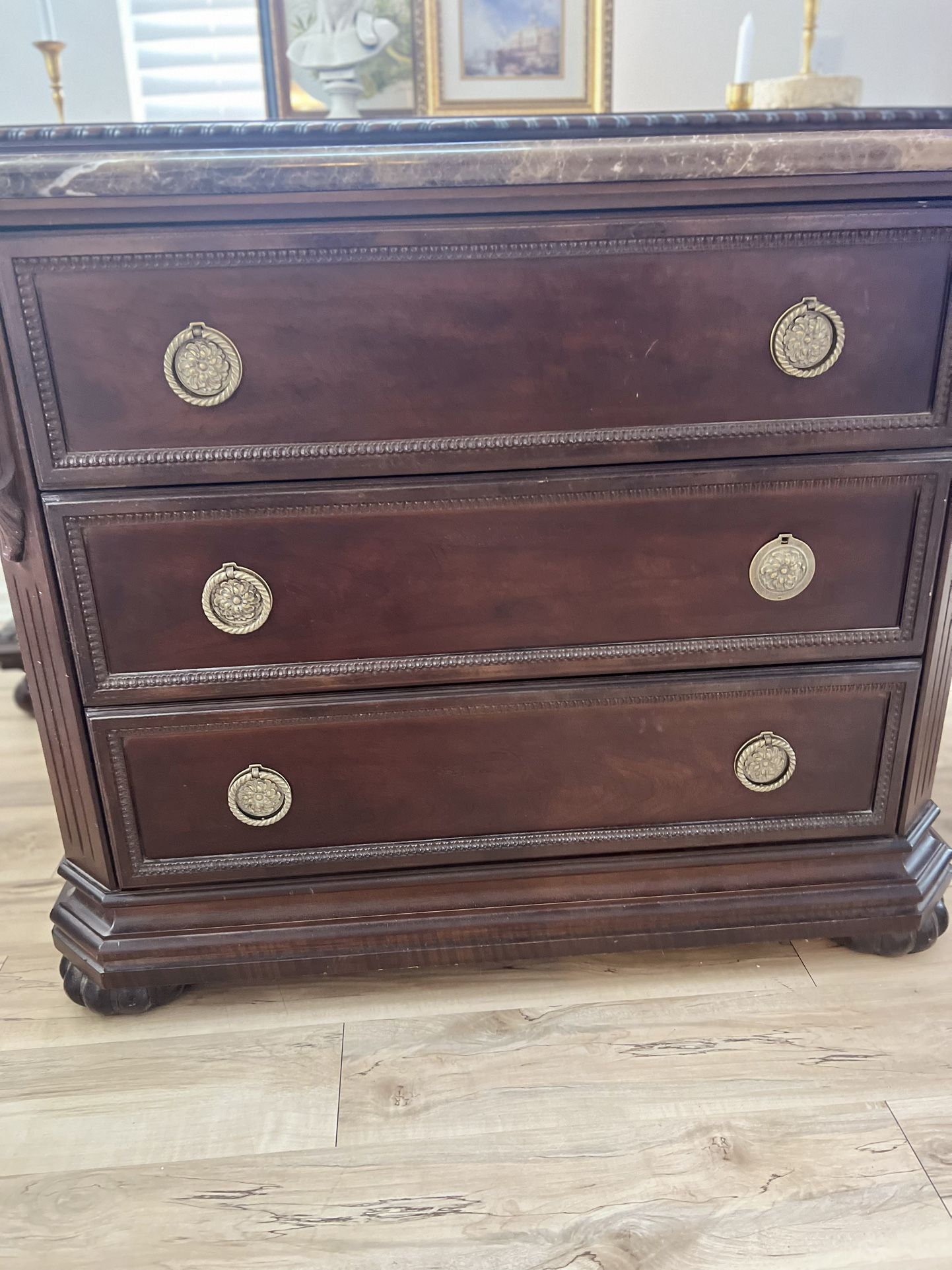 Bernhardt 3 Drawer Nightstand SET Granite Tops