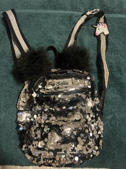 Justice - Silver & Black Shimmer Backpack