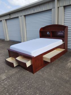 Full size bed frame with 6 drawer