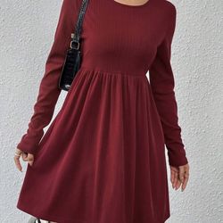 Small burgundy long sleeve dress