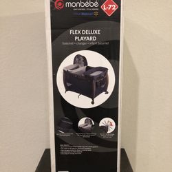 New Monbebe Flex Deluxe Portable Playard With Basinet/Changer Camo