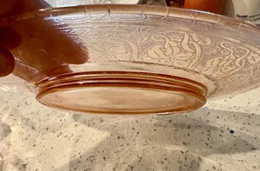Pink Depression Glass Plate with Embossed Pattern