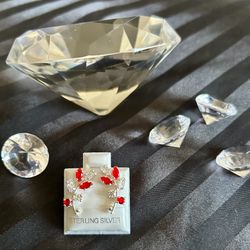 Red & Clear Crystal Earrings – .925 Silver