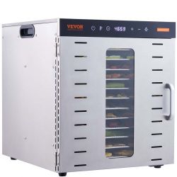 VEVOR Food Dehydrator Machine, 10 Stainless Steel Trays, 1000W Electric Food Dryer with Digital Adjustable Timer & Temperature for Jerky, Herb, Meat, 