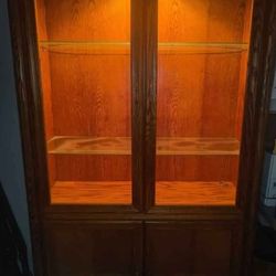 Wood Cupboard Cabinet W/Light