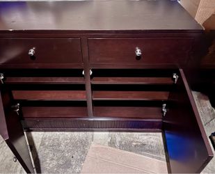 Dark Cherry Wood Sideboard Cabinet with Drawers