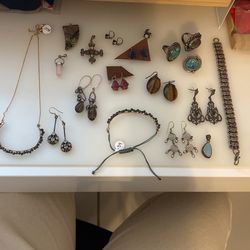 925 Sterling Silver Natural Stone Vintage Jewelry