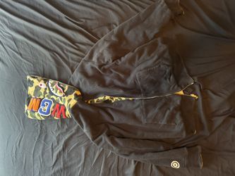 **Vintage** Bathing Ape Bape Full Zip Reversible Camo Shark Hoodie Size Large