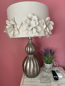 Table Lamp with Floral Fabric Shade