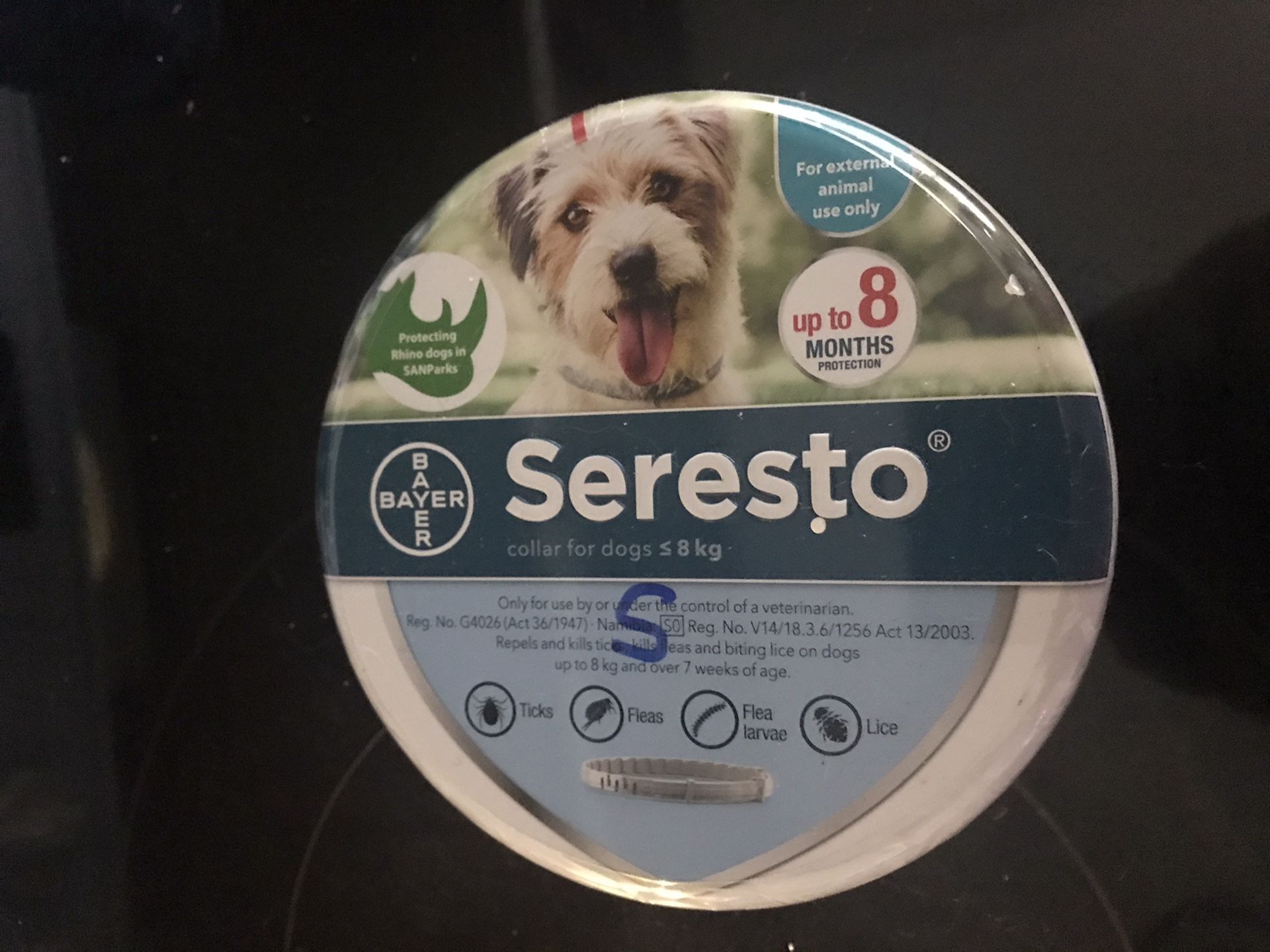 Seresto flea and tick collar for dogs up to 25 pds.these collars are awesome. Usually costing around $60 in the store.