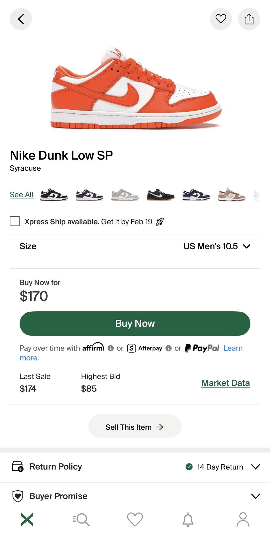 Nike Dunk Low SP Syracuse Size 10.5