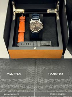 2019 Panerai Luminor Due Ref PAM00904 42mm Anthracite Dial Box Booklets Certificate Orange Resin Straps