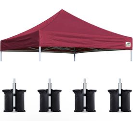 Eurmax USA New 10x10 Pop Up Canopy Replacement Canopy Tent Top Cover, Instant Canopy Top Cover ONLY, Choose 30 Colors,Bonus 4PC Pack Weight Bag (Burgu