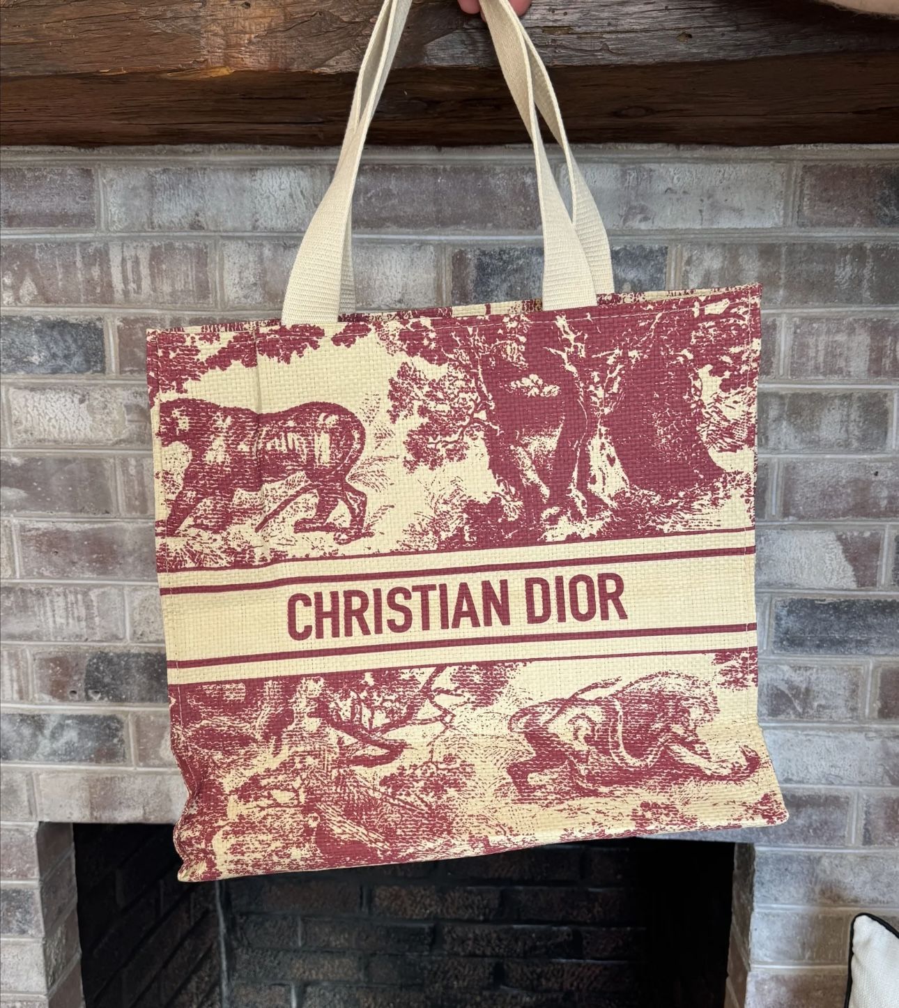 Christian Dior Red Straw Riviera GWP Tote