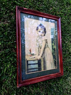 PRIMITIVE ANTIQUE William Bouguereau - "Yvonne: - 1896 Framed Art, French, Child...asking $40.00