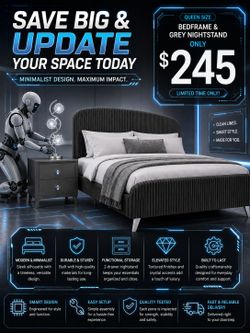 BIG SALE! BRAND NEW QUEEN SIZE BEDFRAME AND NIGHTSTAND