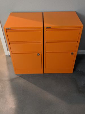 Bisley Three Drawer File Cabinet Orange With Lock Key For Sale In Roseville Ca Offerup