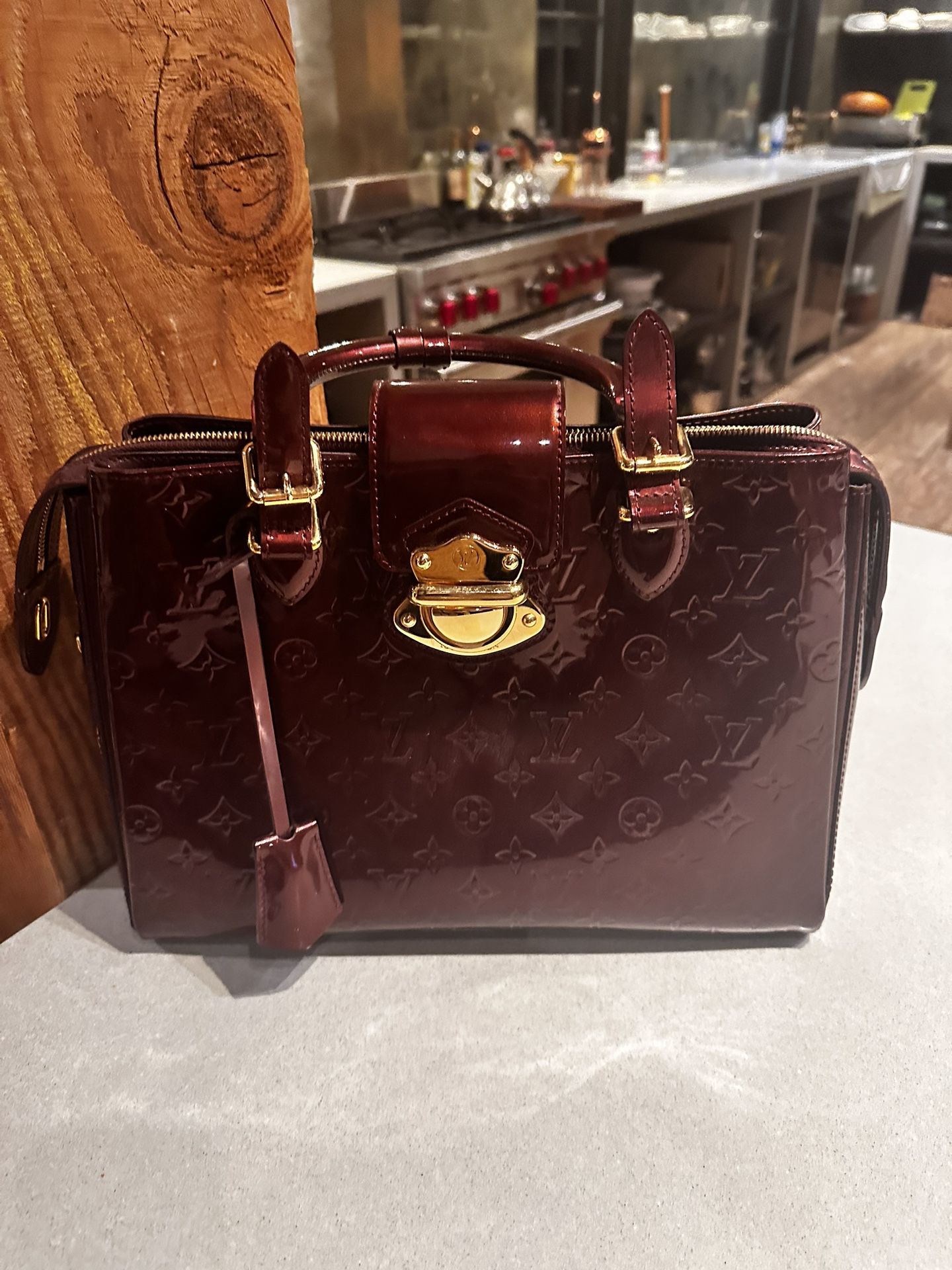Louis Vuitton Monogram Patent Leather Burgundy Handbag