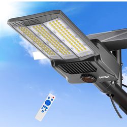 5000W Solar Street Lights Outdoor, 500000LM 6500K High Powered Commercial Parking Lot Lights Dusk to Dawn, Waterproof Solar Security Flood Lights with