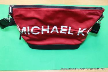 MICHAEL KORS SPORT RED,FLAME NYLON, BLACK,WHITE LOGO,CROSSBODY,MESSENGER BAG