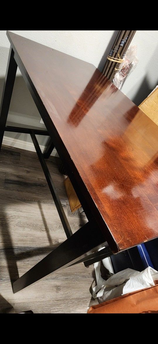 Tall Wooden Table & 3 Wooden Stools