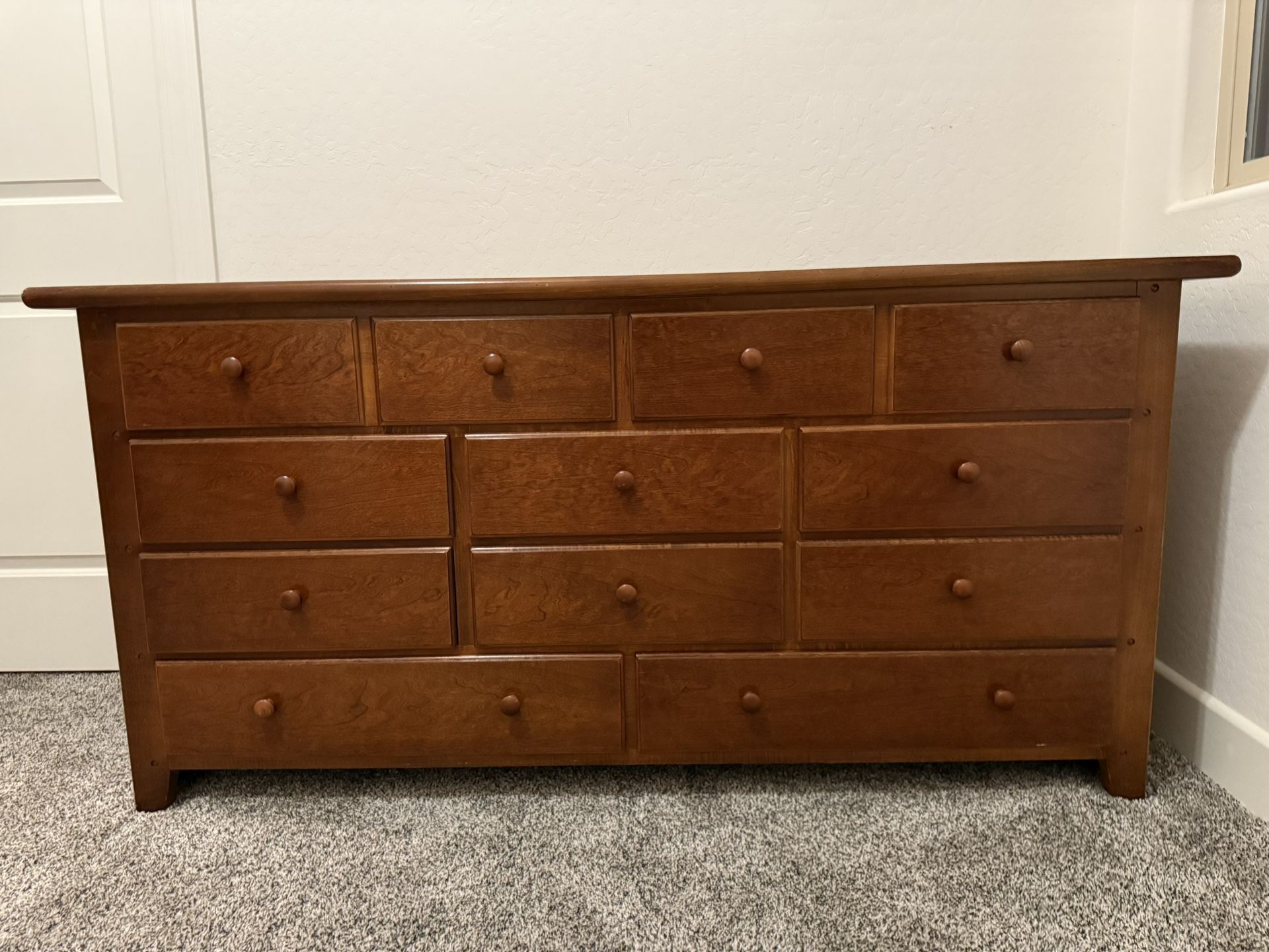 Thomasville Dresser With Mirror, Night Stand and Queen Bed Head Piece