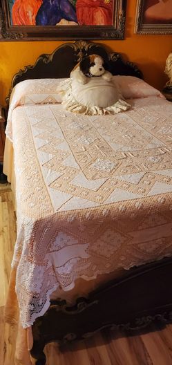 Sobrecama Full ( Doble ) tejida a mano años 40'S
