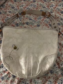 Coach Signature Hobo Bag with Bee Embroidery