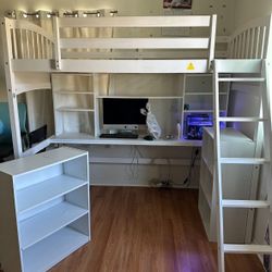 Twin Loft Bed With Cubbies And Shelves
