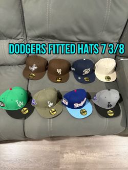 MLB new era Los Angeles dodgers blue Burgundy olive green grey tan brown patches reg 59fifty fitted hats size 7 3/8
