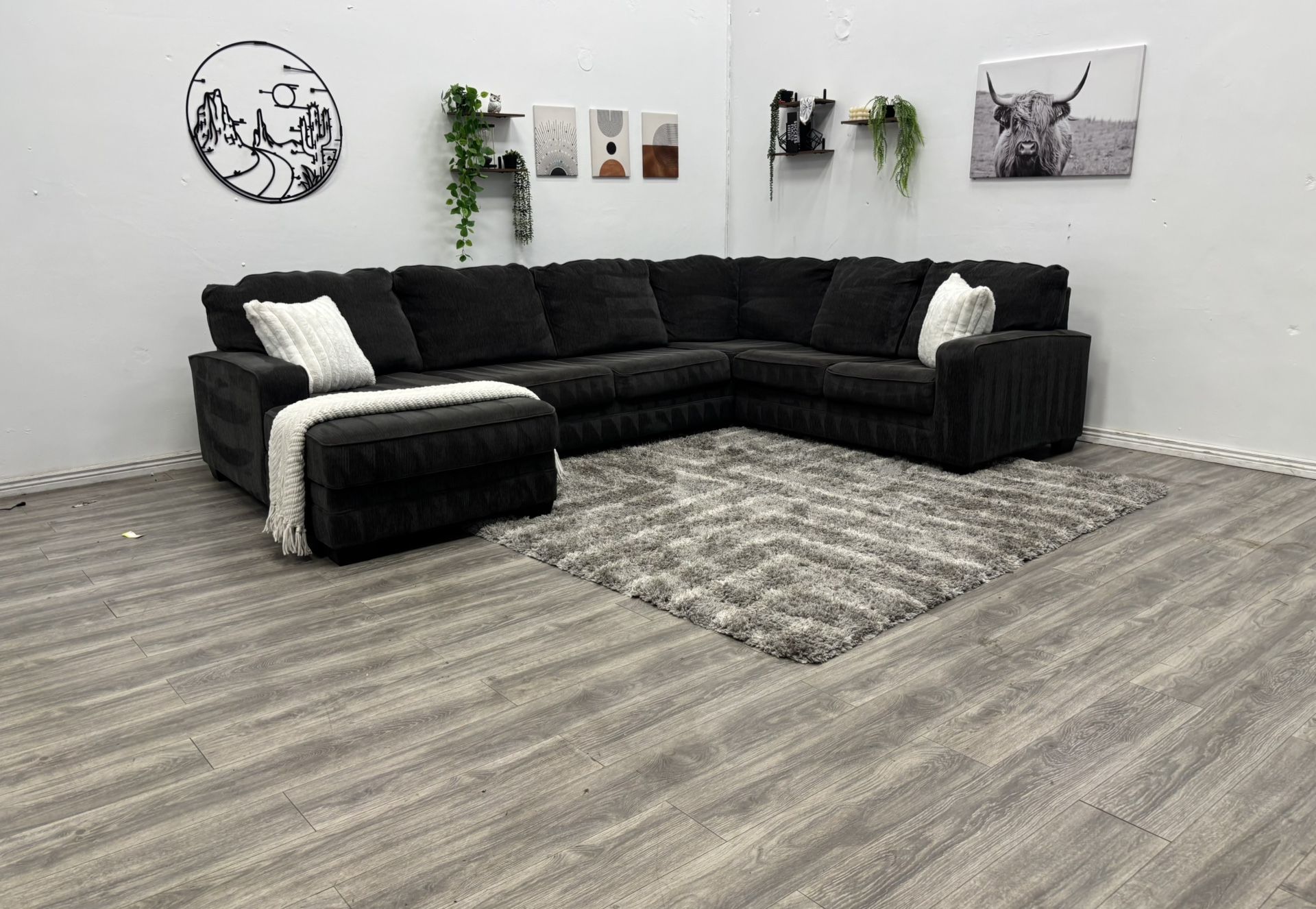 Dark Grey Sectional Couch - Free Delivery