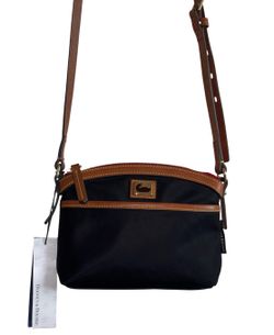 NWT Dooney & Bourke Wayfarer Domed Crossbody Bag - Black/Tan Nylon