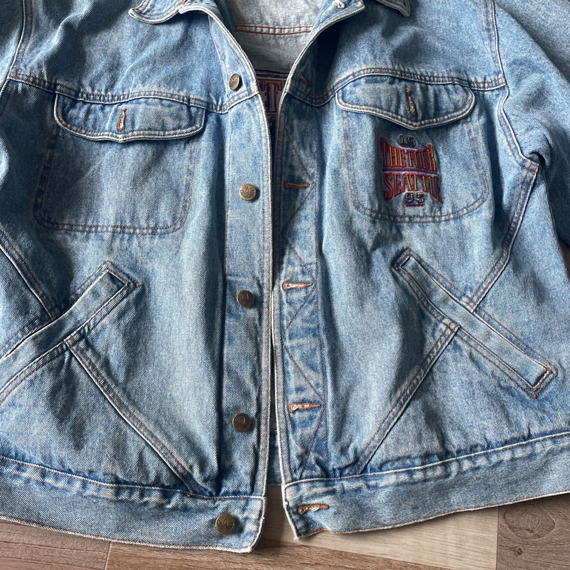 Adidas NCAA Men's 1995 Seattle Final Four Rare Vtg Trucker Denim Jacket