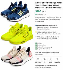 Adidas Shoe Bundle (3 Pairs) Size 11 | Ultraboost + NMD | Brand New Pair Included
