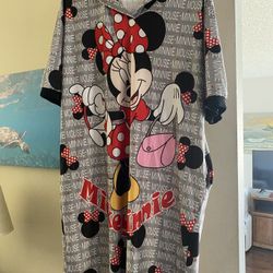 Disney’s Mickey Minnie Nightgown With 2 Pockets Womens Sz L