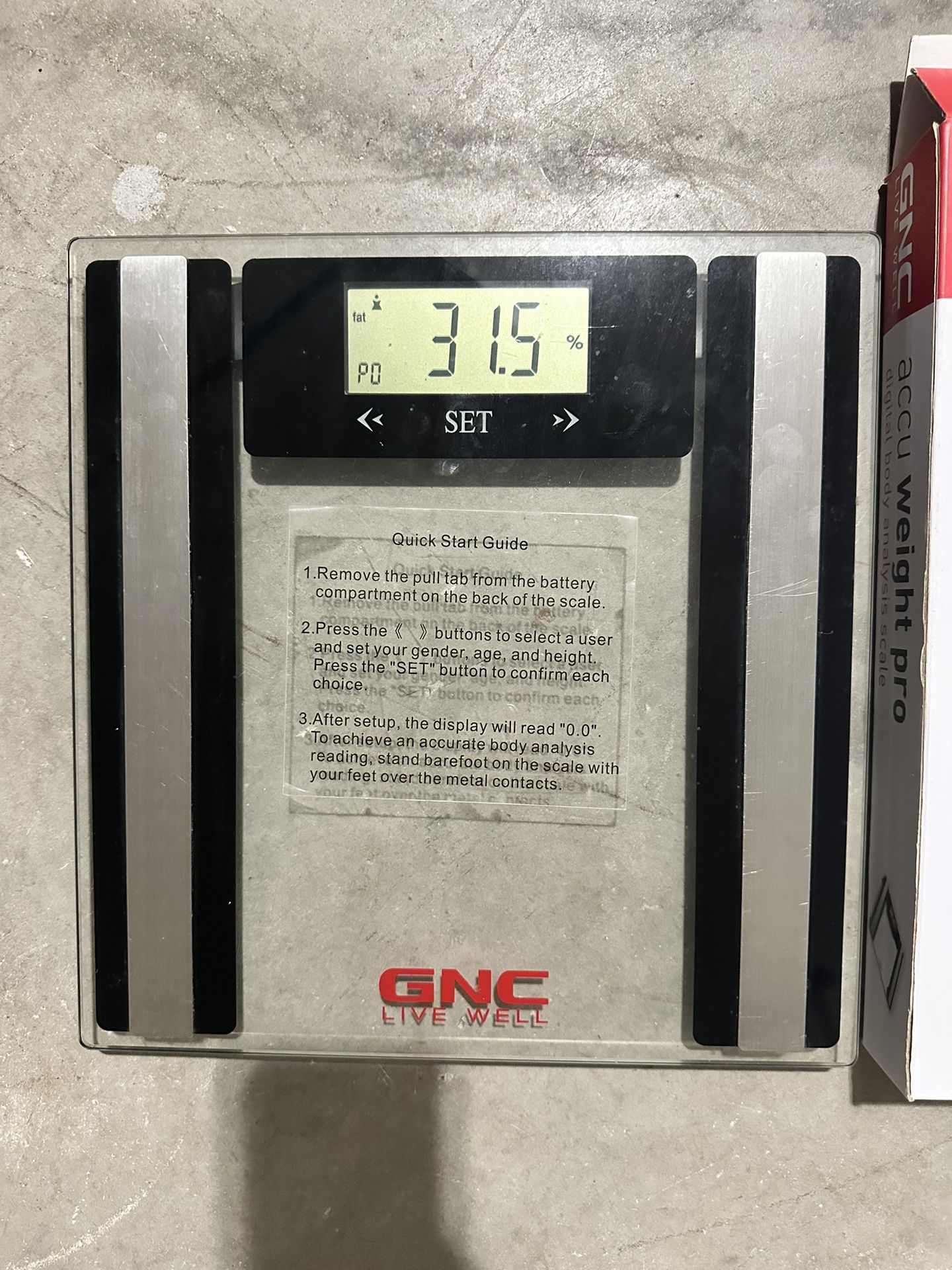 GNC Digital Body Analysis Scale - Measures Body Fat, Hydration, Muscle & Bone Mass, Calories & Weight