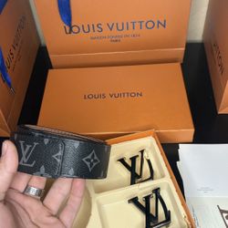 Black LV belt 2 buckles