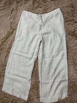 Striped Wide-Leg Cropped Pants
